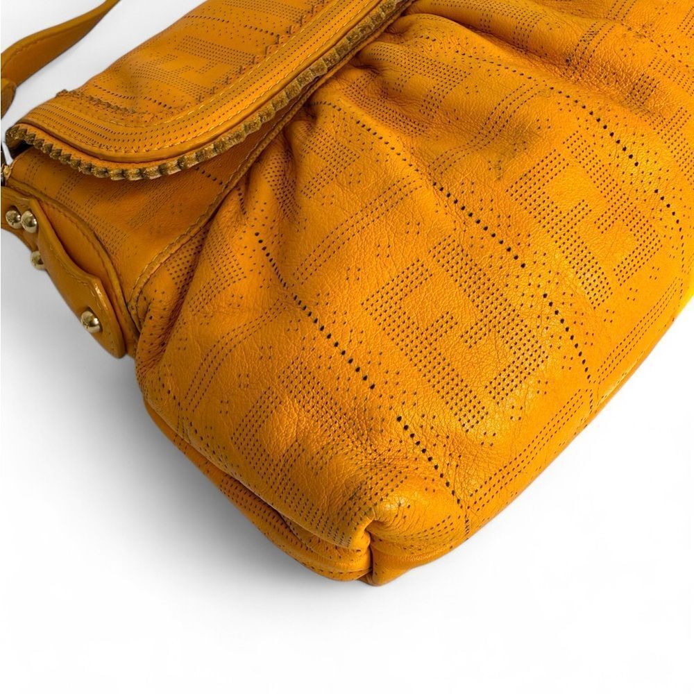 FENDI Chef Small Orange Perforated FF Zucca Calfskin Shoulder Bag - Picture 5 of 16